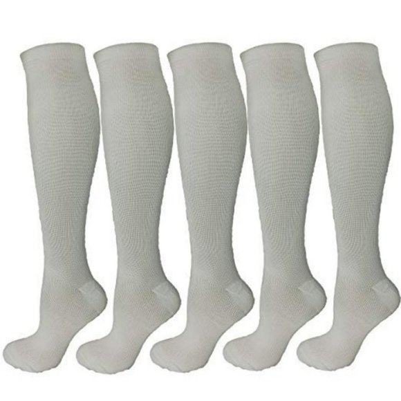 5 Pair White Small/Medium Ladies Compression Socks - Picture 1 of 5